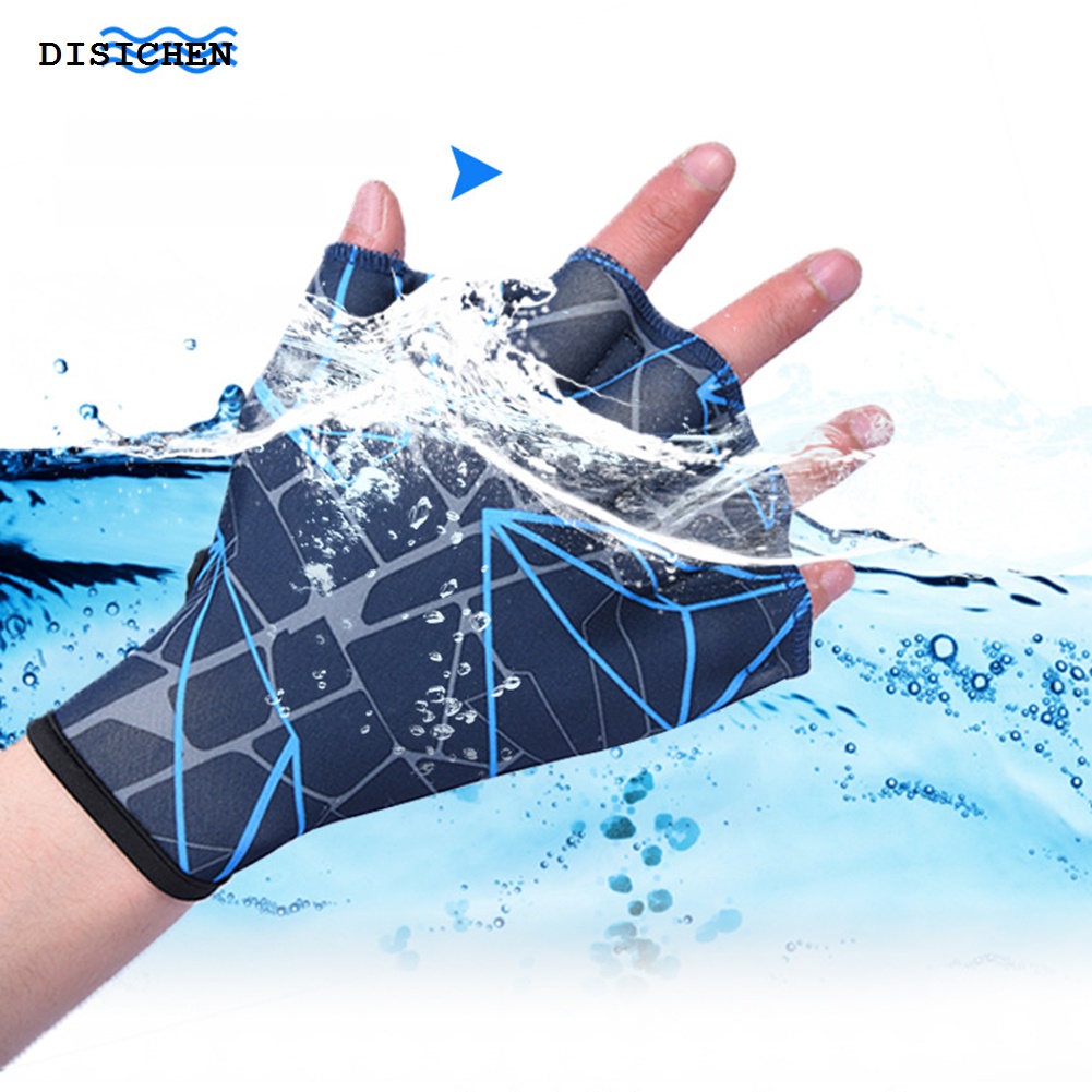 DISICHEN 2025 1 Pair Unisex Swimming Hand Fins Flippers Finger Webbed Paddle Water Gloves