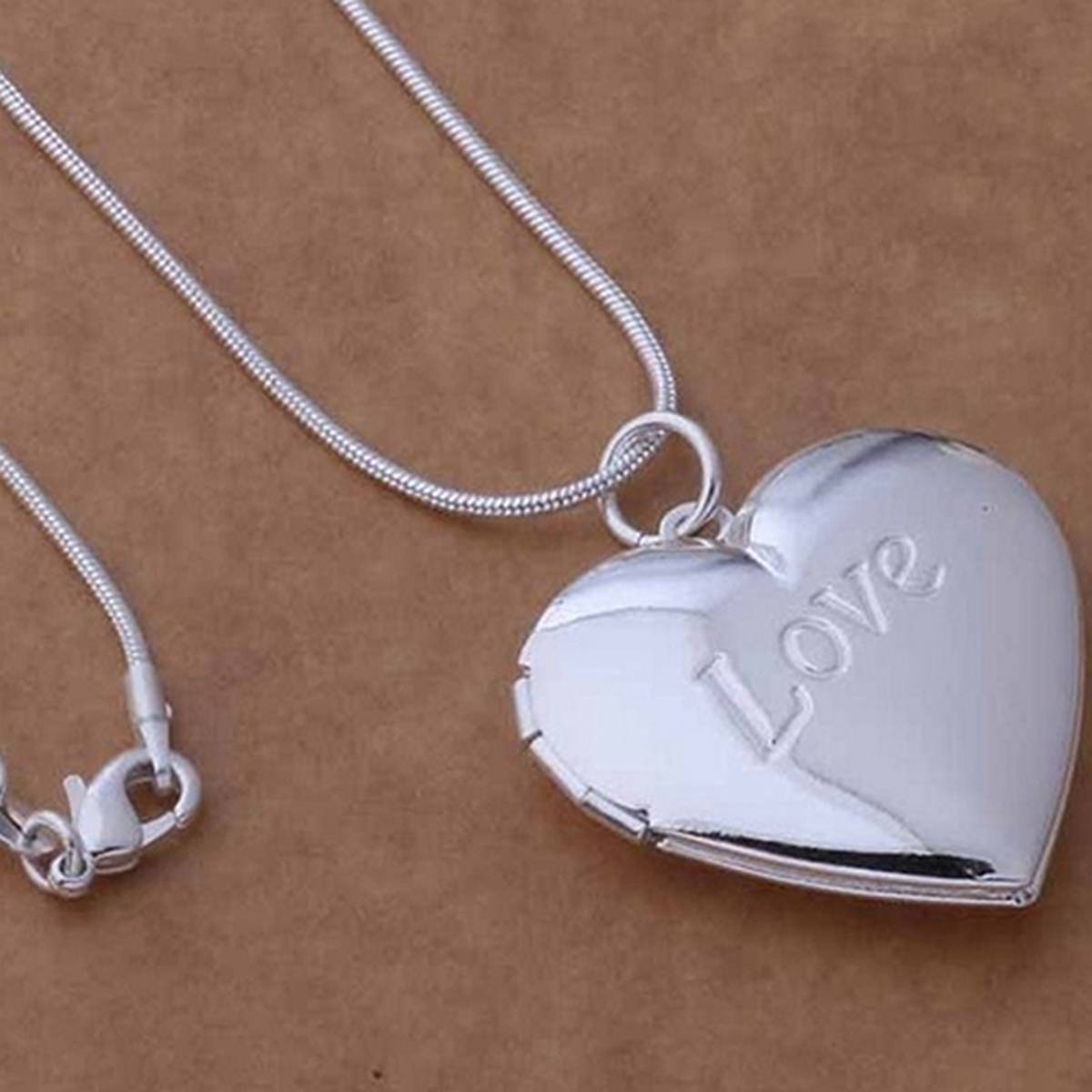 Luxury Jewelry necklace pendant heart shape 925 universal men and women silver-plated locket photo pendant charm gift