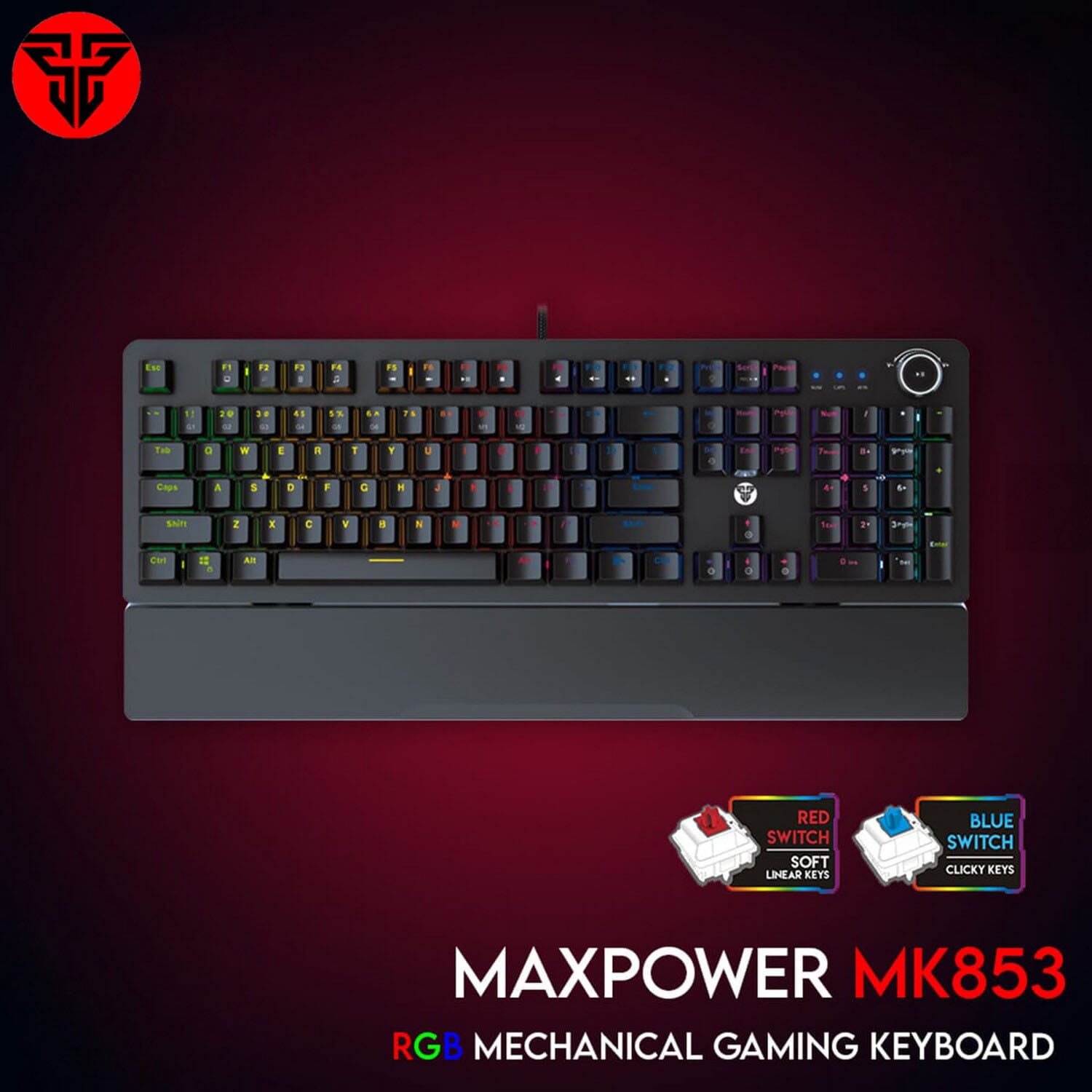 FANTECH MK853 MAXPOWER Mechanical Gaming Keyboard-BLACK (BLUE SWITCH)