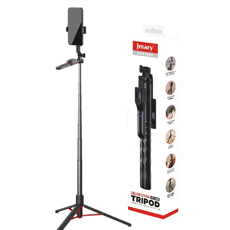 JMARY KT-239 175cm Telescopic Selfie Stick Tripod | 360° Rotation | Bluetooth Remote | Adjustable Height for Smartphones & Action Cameras