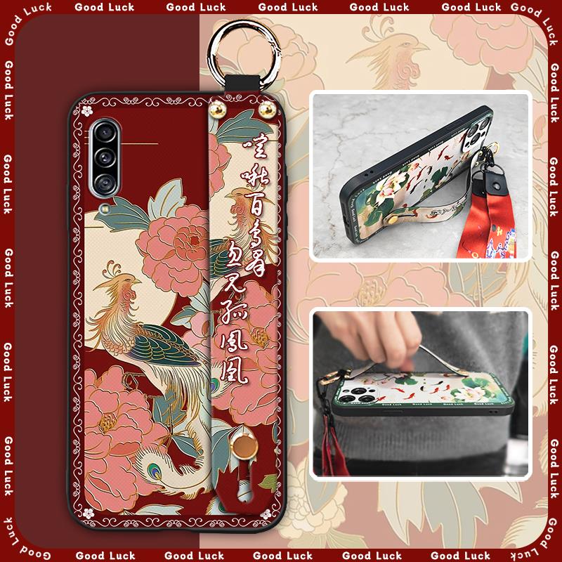Durable Lanyard Phone Case For Samsung Galaxy A90 5G/SM-A908/A9080 for mom Phone Holder Kickstand old lady Anti-dust