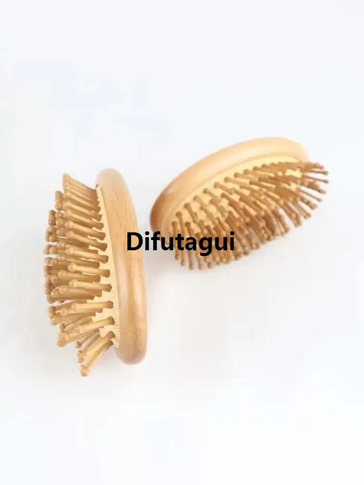 Difutagui Applicable, handle hairbrush to untie the massage comb, wooden massage High Quality mini brush to treat scalp care styling comb to straight curls