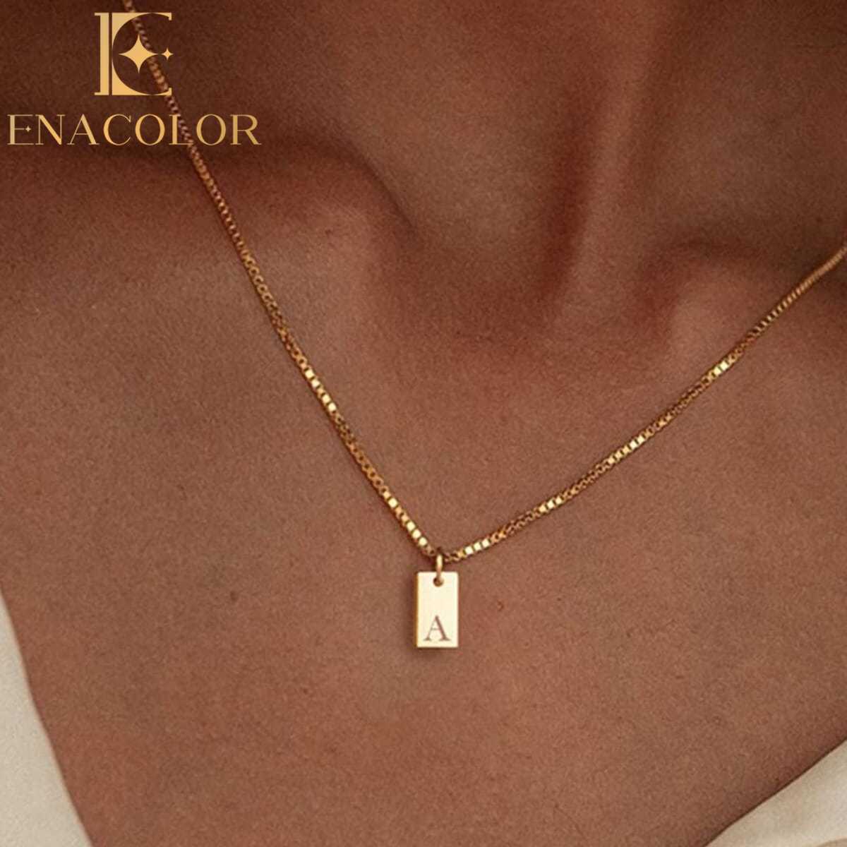 Enacolor Elegant Female Key Lock Map Multi-layer Pendant Necklace for Girls Metal Choker Women Jewelry Accessories