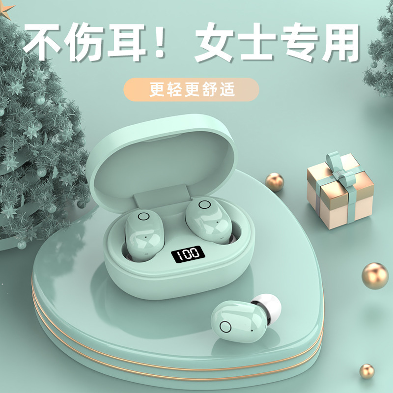 Wireless Bluetooth headset E6S cross-border mini noise canceling intelligent digital display sports TWS in-ear type does not hurt the ears