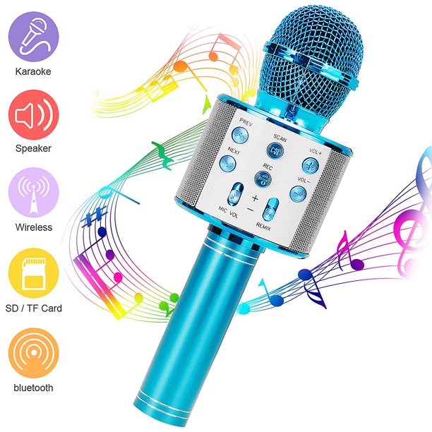 Bluetooth Wireless Condenser Magic Microphone Karaoke Mobile Phone Player MIC Speaker Music Recording (Multicolor)
