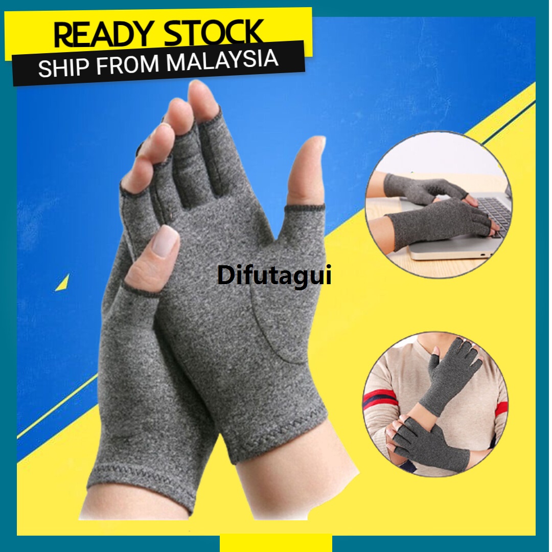 Difutagui Sarung Tangan Terapi Kebas Arthritis Compression Therapy Glove 2025 Open Finger Thumb Half Finger Gloves Wrist Support Fingerless