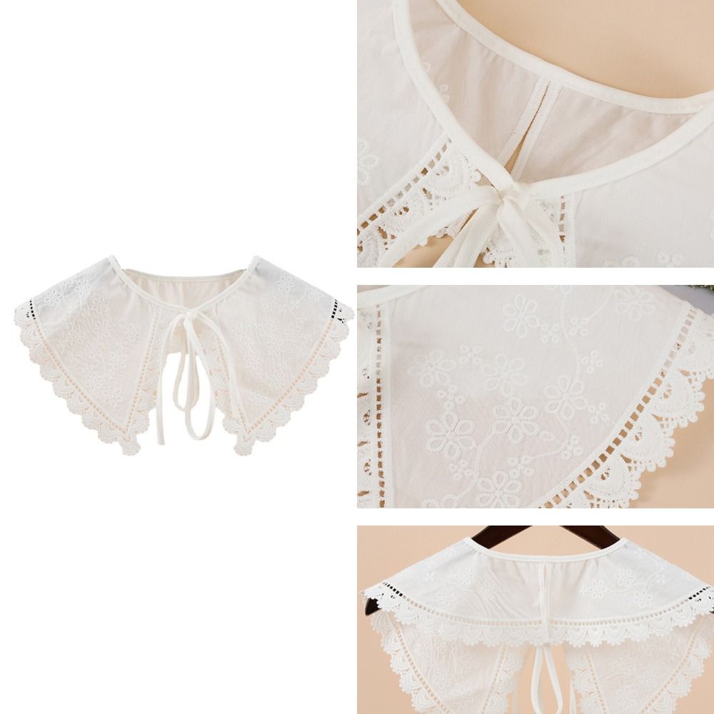 Hollow Out Lolita Jacquard Fake Collar Lace Ruffled Trim Double Layer Ruffles Shoulder Wrap Clothes Accessory Doll Fake Collar Women