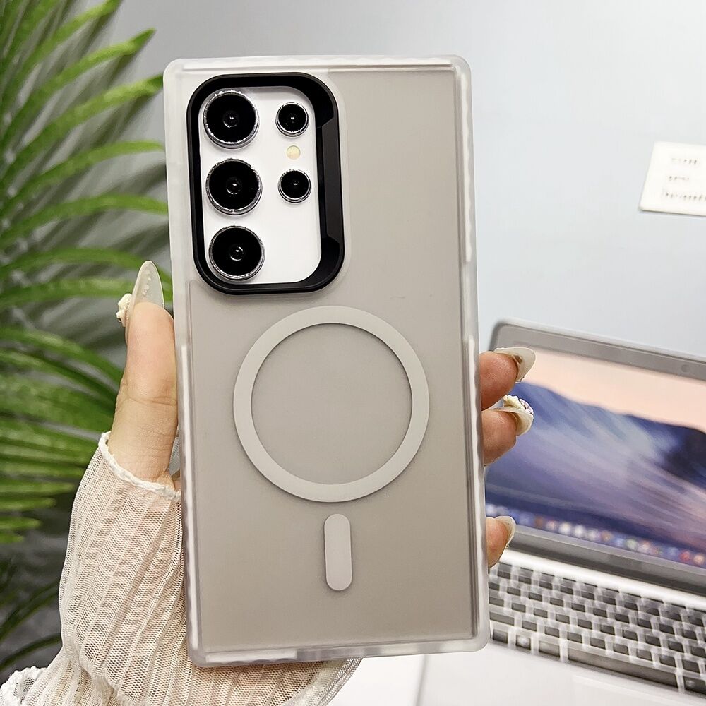HODON Luxury Sheepskin Magnetic Phone Cases for Samsung S24 S23 Ultra Magsafe Case Wireless Charging Solid Color Business Cover