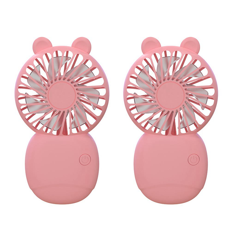 JAERBEE 2X Summer Portable Mini Fan Small Pocket Fan Cartoon Fan Hand-Held Fan for Outdoor Mini Electric Fan,Pink