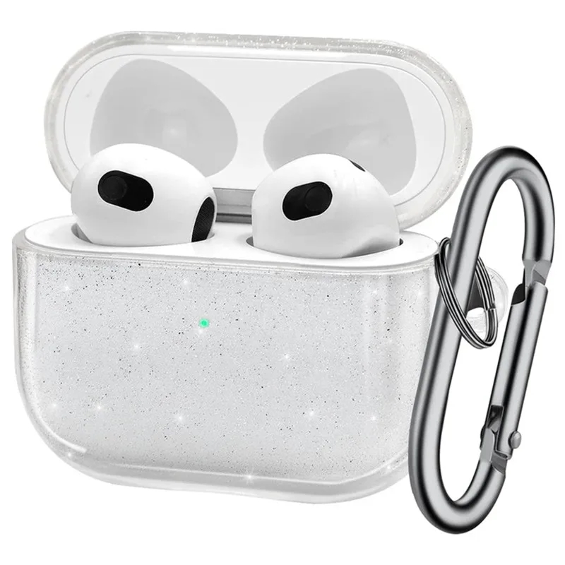Luxury Bling Glitter Soft TPU Earphone Case With Keychain For Airpods Pro 2 2022 2nd Generation Air Pods 3 1 3rd Gen Cover Accessories