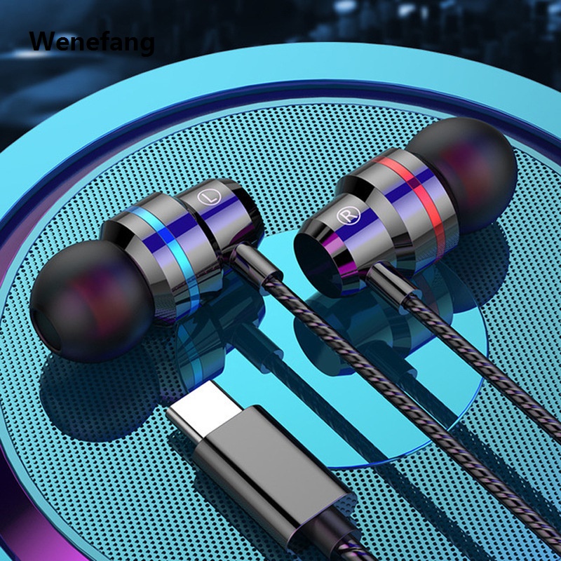 Wenefang 【New design】Type C Metal Wired Earphone Corded Headset For Xiaomi Redmi OnePlus Huawei Honor Oppo Vivo Gaming Headphone With Microphone