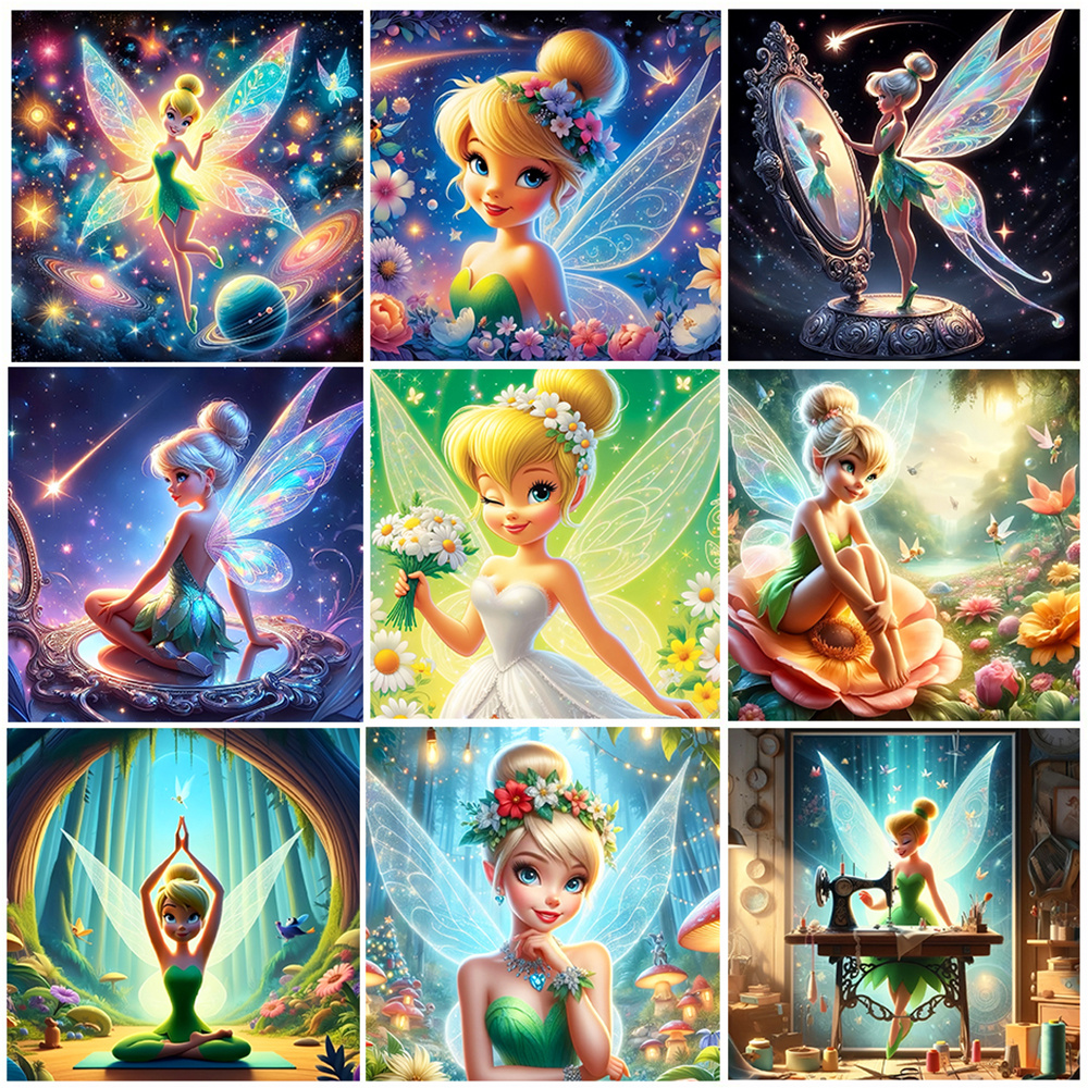 HOT Disney Diamond Painting Anna Jasmine Tinker Bell New Arrival Embroidery Cross Stitch Kits Cartoon Mosaic Handmade Hobby
