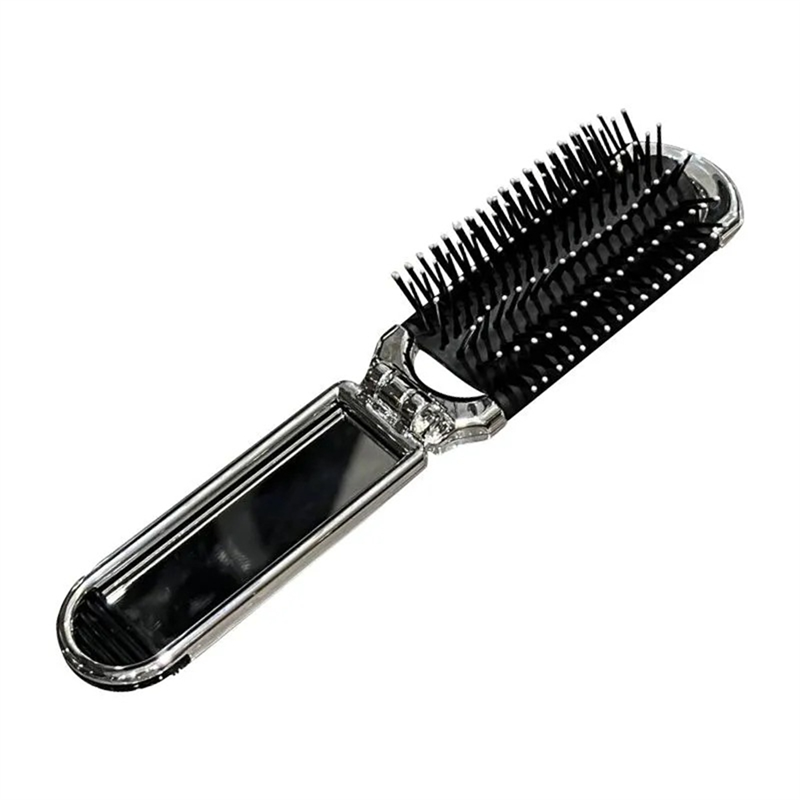 OUMERY 2-in-1 Portable Folding Comb & Mirror - Diamond Air Cushion, Rhinestone Bling, Compact Travel Hair Brush & Makeup Tool