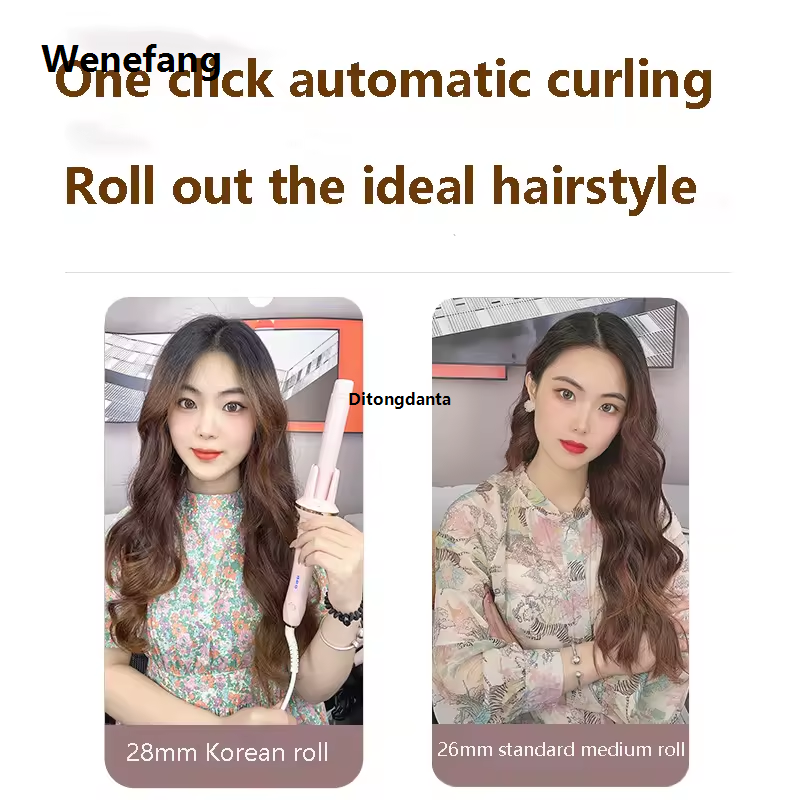 Wenefang Stick Curl Ceramic Negative Ion Portable Curl Rotation Auto Degree Heating Stick Professional Electric Curl PTC360 Stick