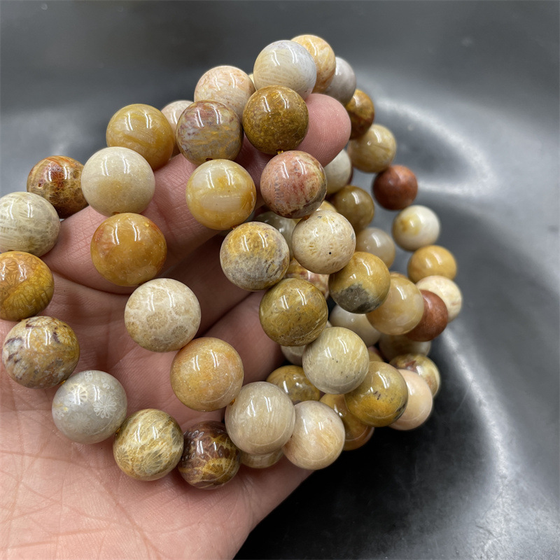 【Mega Jade 14mm Sea Water Agate Round Bead Bracelet Natural Unisex Agate Bracelet for Men and Women