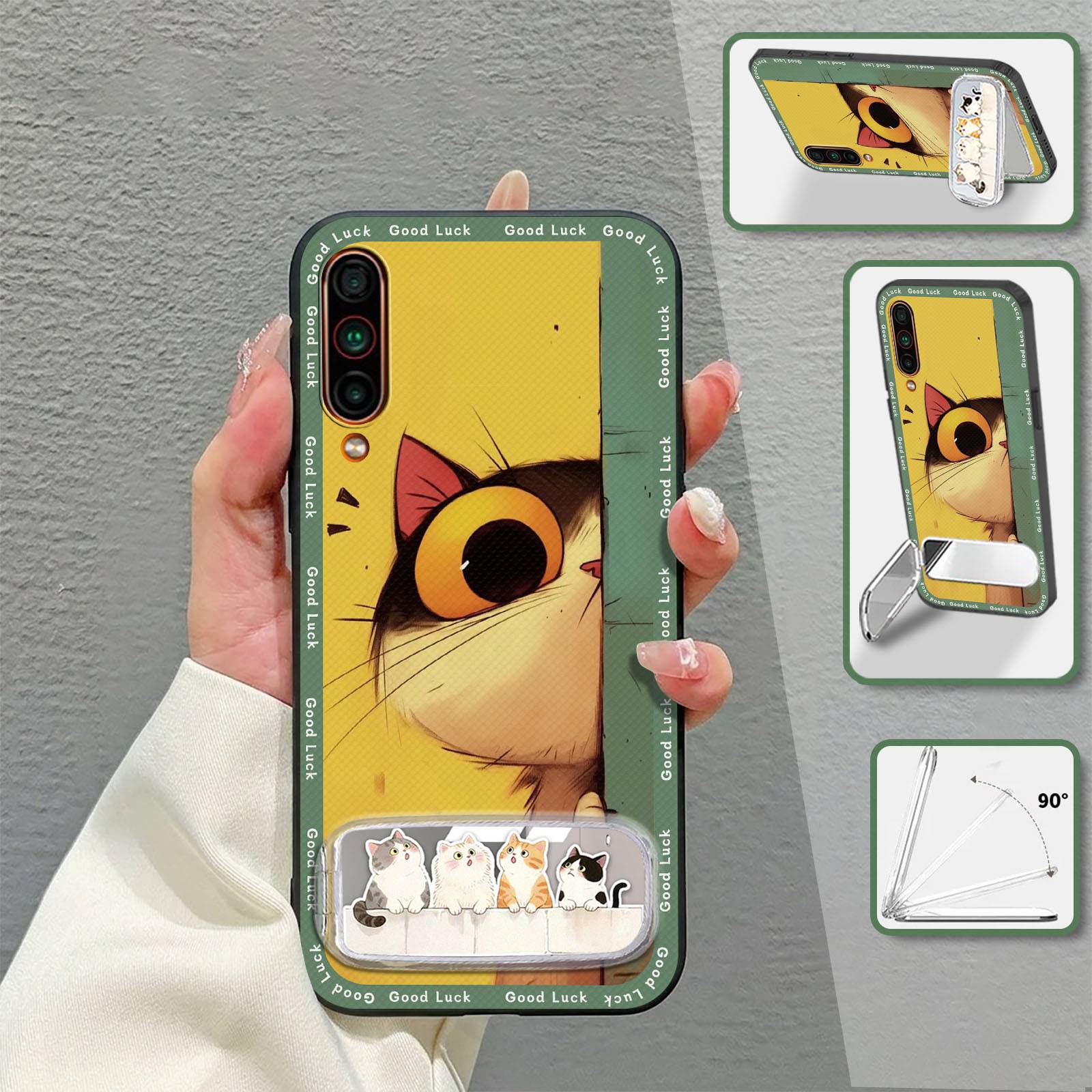 Protective Phone Holder Phone Case For Meizu 16T Soft case Mirror Cartoon Silicone Fashion Design Phone Pouch Kickstand