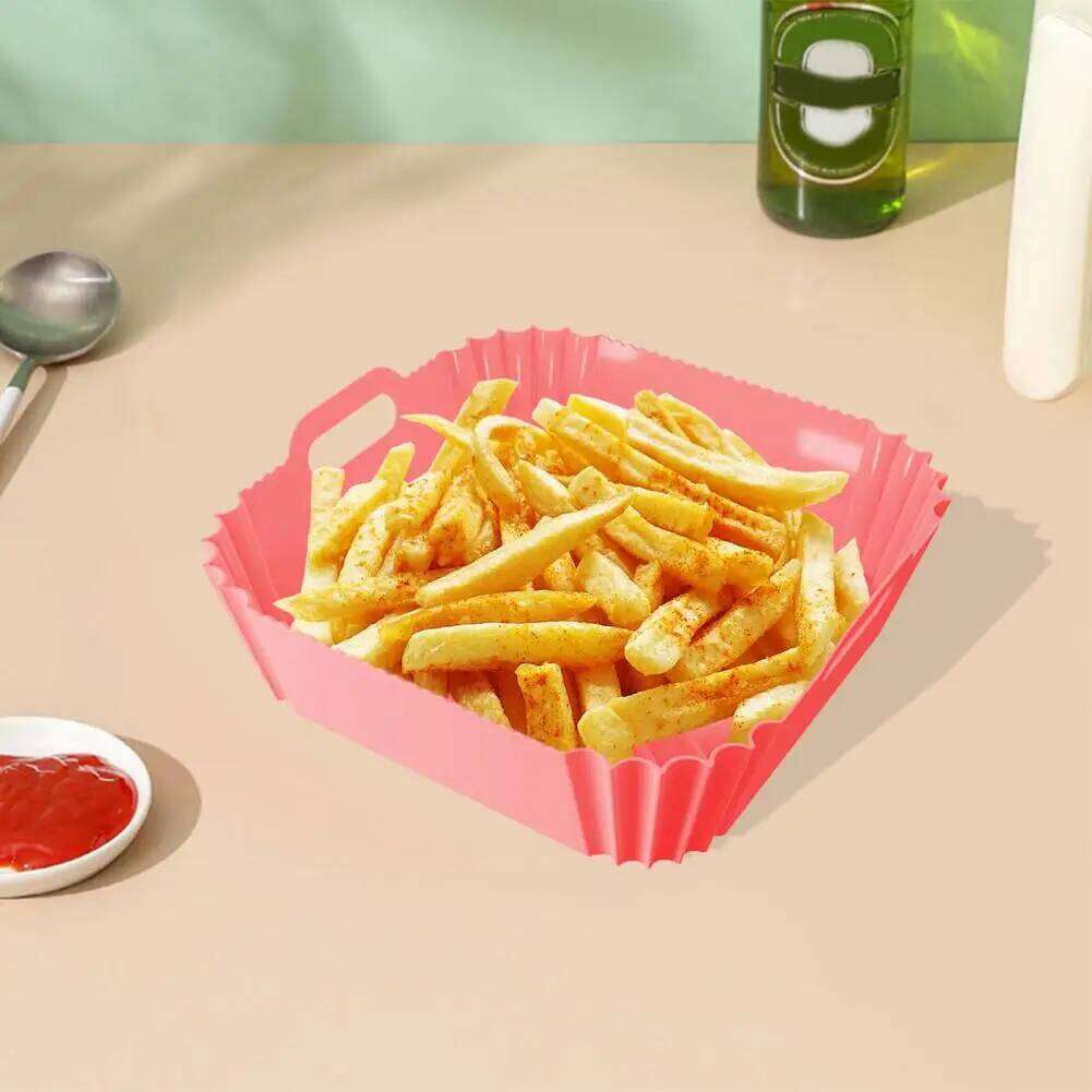 Sheet Reusable Silicone Air Fryer Liners for 4-6 Qt Food-grade Baking Pan Square Airfryer