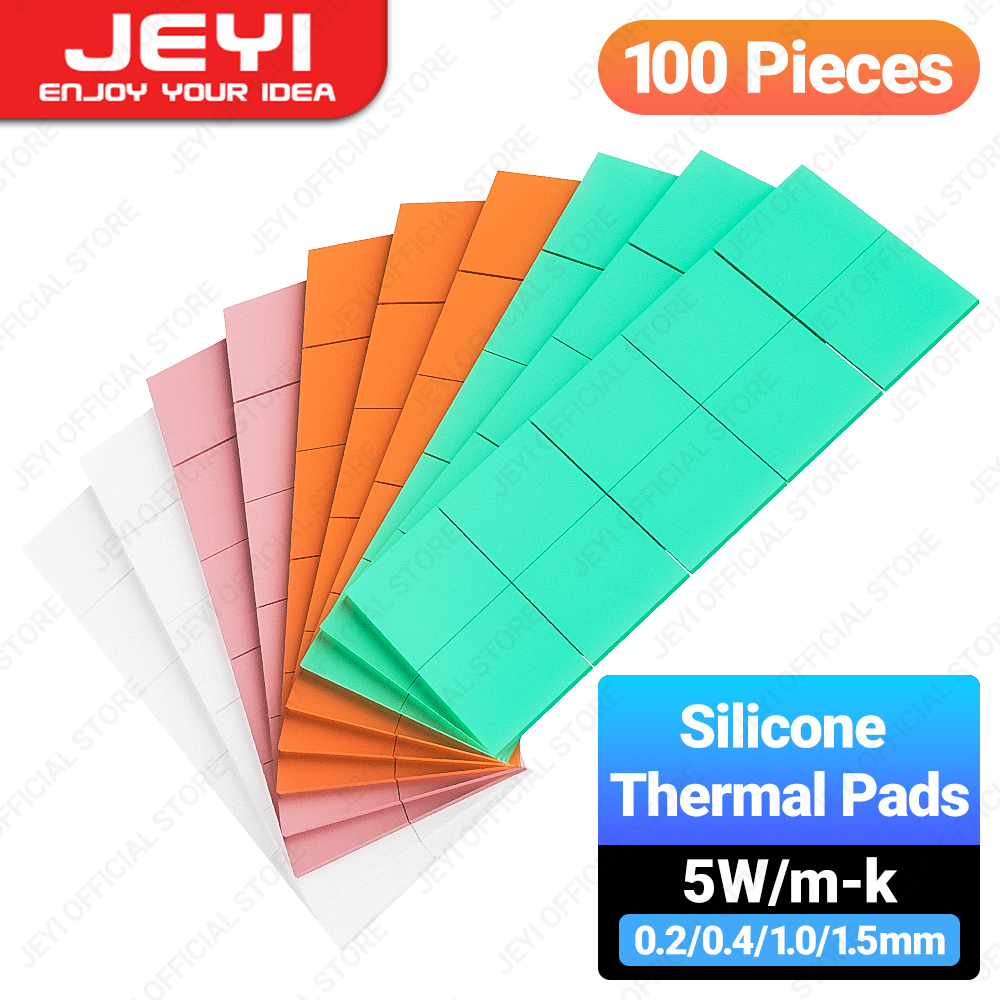 Vylon JEYI 100-Pack Thermal Conductive Silicone Pads, M.2 SSD NVMe NGFF Thermal Pad for PC Laptop Heatsink/GPU/CPU/LED Graphics Card
