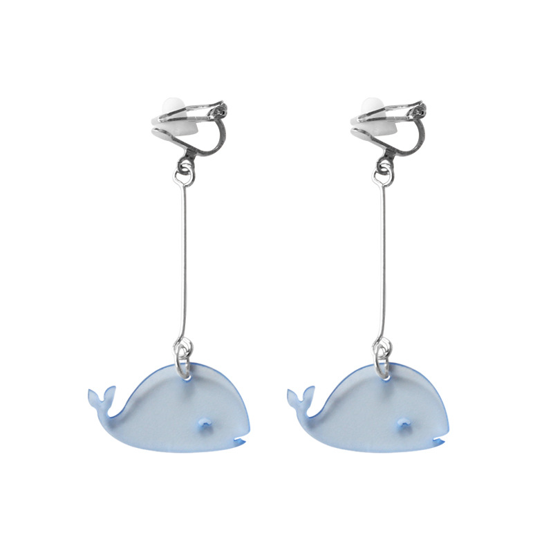 【Happy LifeStore】Style Lovely Transparent Acrylic Dolphin Drop Earrings Cute Blue Whale Earrings Fake Wo Girls Fish