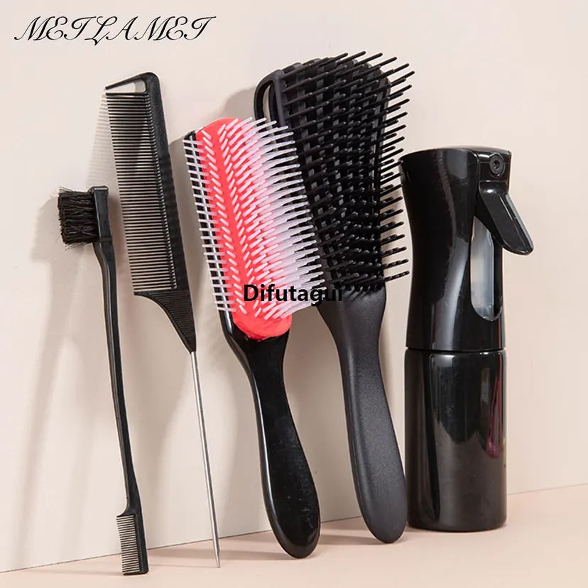 Difutagui 5pcs/set Detangling Hair Brush curly hair Bursh Calp Massage Brushes Portable Easy To Clean Hairbrush Detangler Hair Care Styling Tools