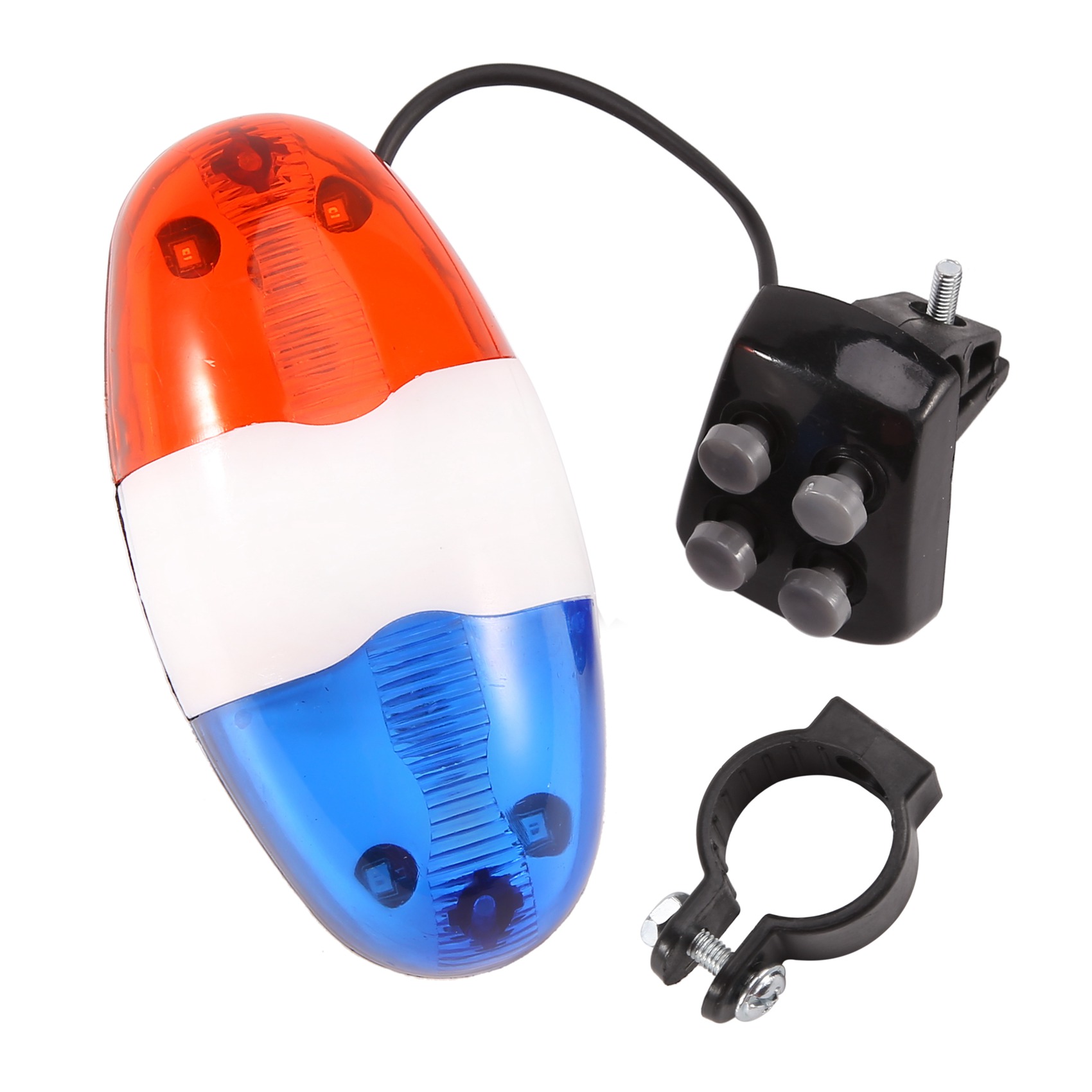 OUMERY Bicycle Cycling 4 Tones 6 LED Electronic LED Warning Lights Siren Horn Beeper Bell