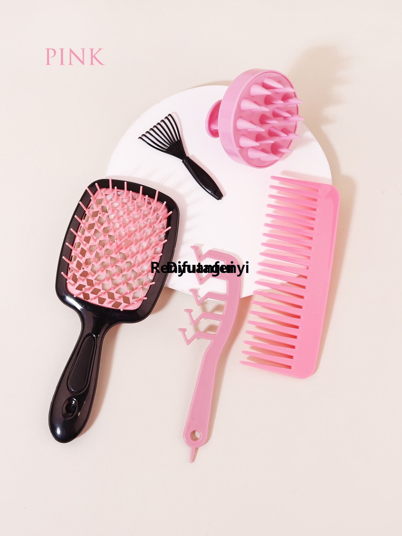 Difutagui 5-piece comb set, hollow massage comb, tangled comb, with cleaning Affordable Portable claws, wide toothed comb, shampoo brush, daily household use