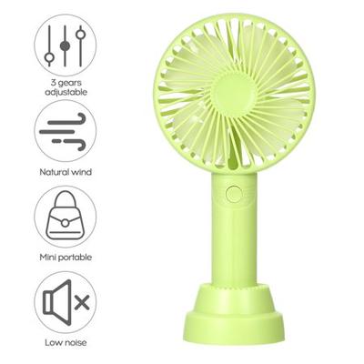 Portable Rechargeable USB Mini Handy Fan With 3 Speed & Base