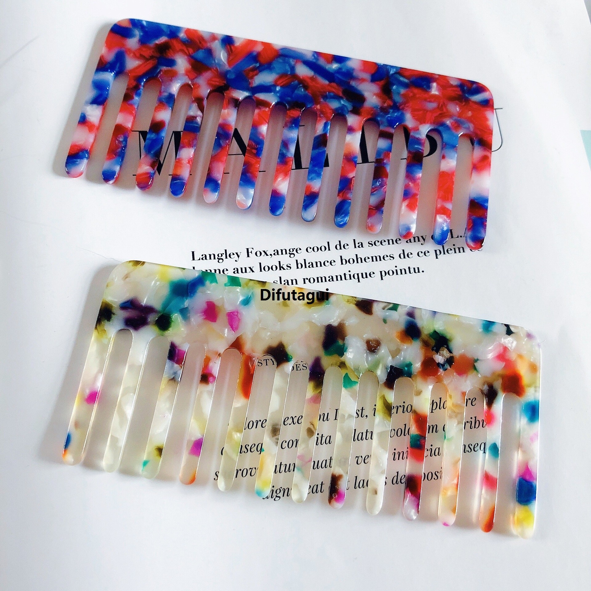 Difutagui Hairstyling hairdressing hairbrush design korean New acetate color comb hairbrush ladies girls tools