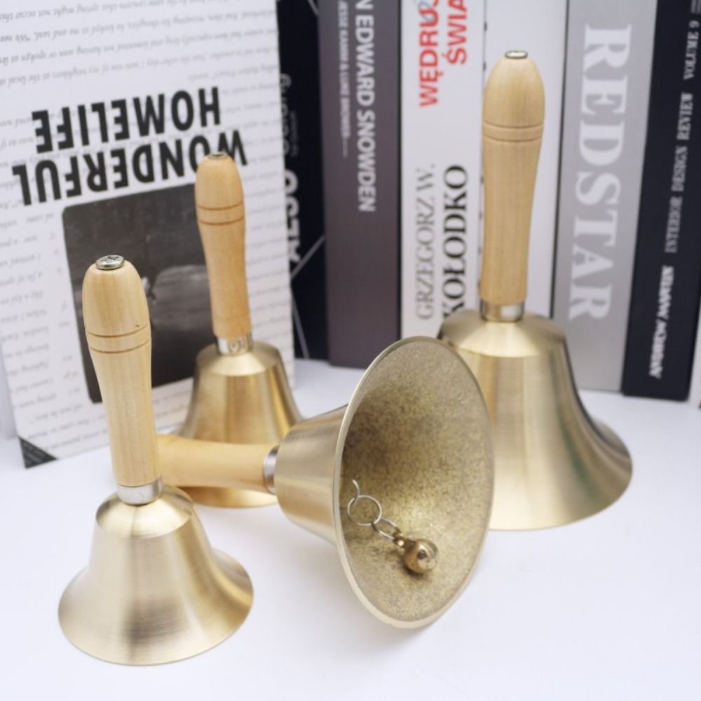 Decorative Wooden Handle Super Loud Hand Bell Portable Multi-Purpose Solid Call Bell Sturdy Easy To Hold Ringing Handbells Elderly