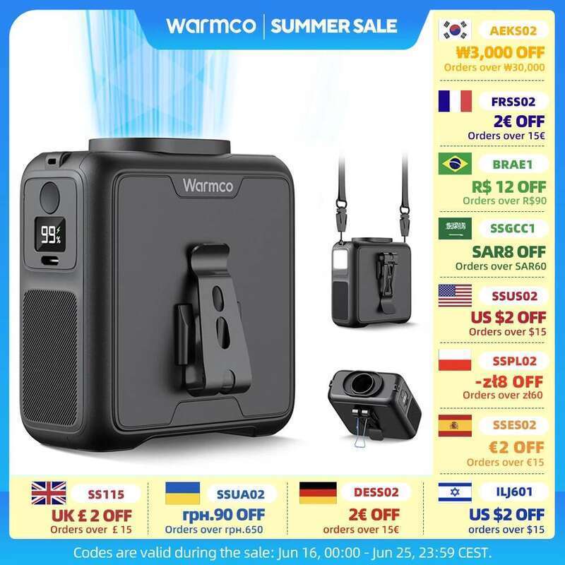 Warmco Portable Waist Fan Rechargeable,10000mAh Clip On Personal Neck Fan, 24-Hour Working, 4 Speeds & 16000RPM Strong Airflow,