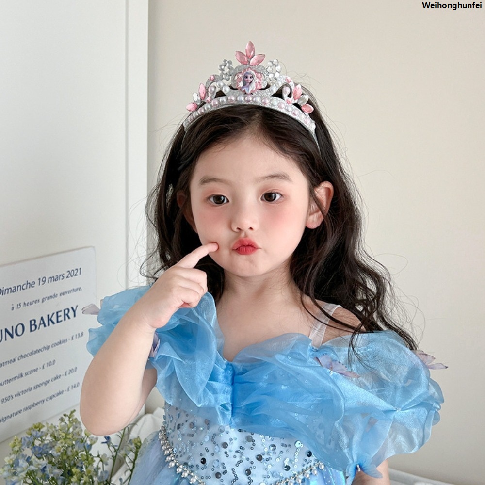 WeihonghunfeiFifty percent discount High Quality Cartoon Anime Children's Crown Frozen Sanrio Princess Elsa Headdress Jewelry Dress Accessories for Girls