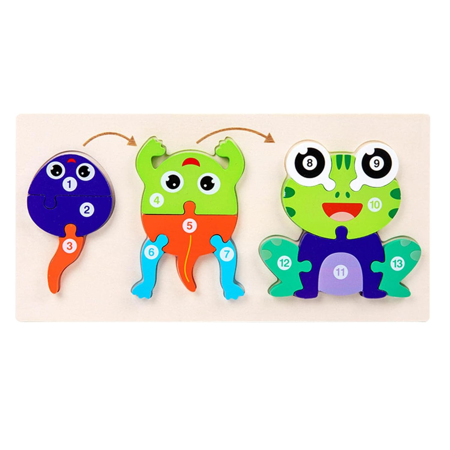 Colorful Wooden Life Cycle of Hen Puzzle - Educational 3D Jigsaw Toy for Baby & Toddlers’ Early Learning & Development, Montessori Animal Growth Stages Game