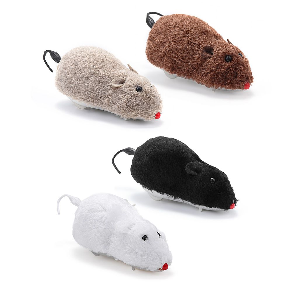 4 PCS Cute Simulation Mice Pet Supplies Kitten Puppy Clockwork Plush Mouse Squeak Noise Cat Play Toys Fake Mouse