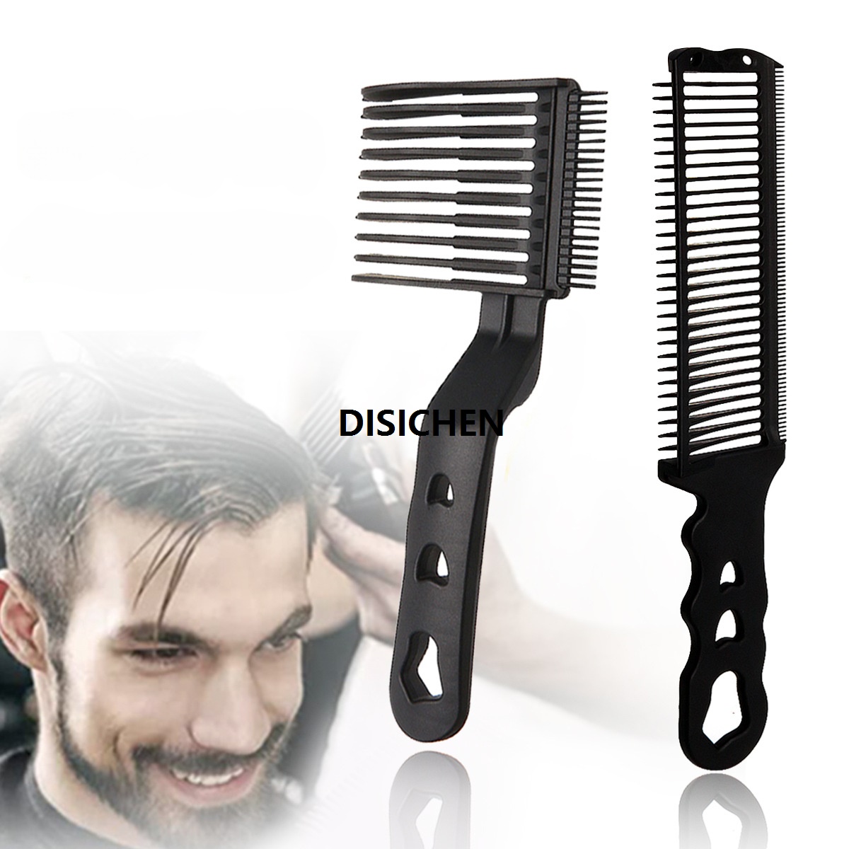 DISICHEN 2PCS Kit Upgrade Barber Flat Top Hair Cut Combs Men's Arc Design Curved Positioning Hair Clipper Combs Salon Hairdresser Tools Affordable