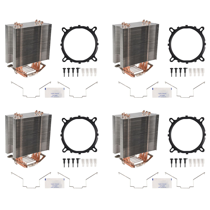 CGearuppt 4X Fanless CPU Cooler 12Cm Fan 6 Copper Heatpipes Fanless Cooling Radiator for LGA 1150/1151/1155/1156/775