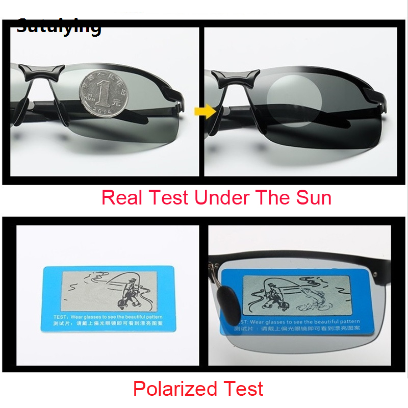 Sutuiying Classic Mens Polarized Sunglasses Photochromic Driving Male Change 2025 Color Gradient Sun Glasses Day Night Vision Driver's Eyewear