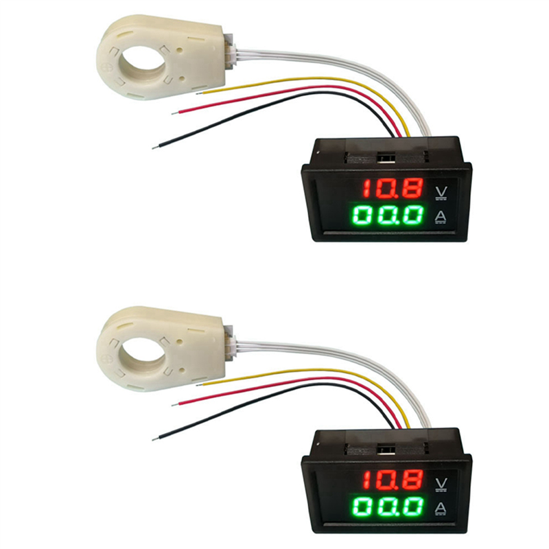 (GGBR)-2X Hall Ammeter Voltmeter DC 0-300V 400A Battery Monitor LED Digital Current Voltage Meter 12V 24V 36V 48V 60V Car