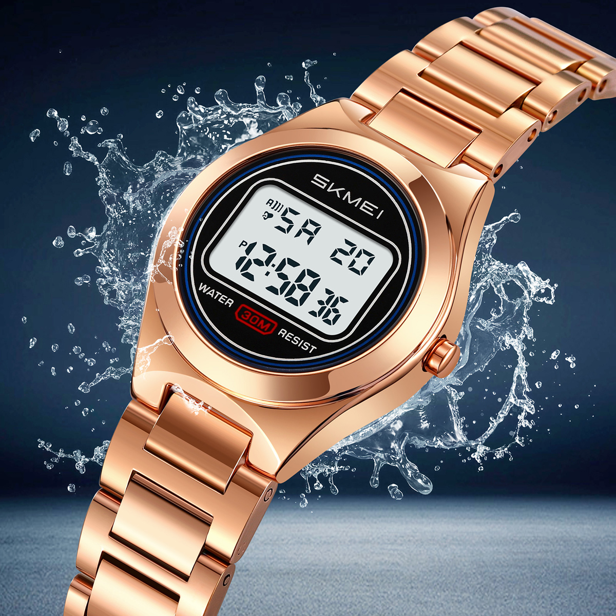 Linman SKMEI Casual Fashion Sport Womens Chrono 3Bar Waterproof New Digital Alarm Auto Date LED Light Wristwatches Count Down