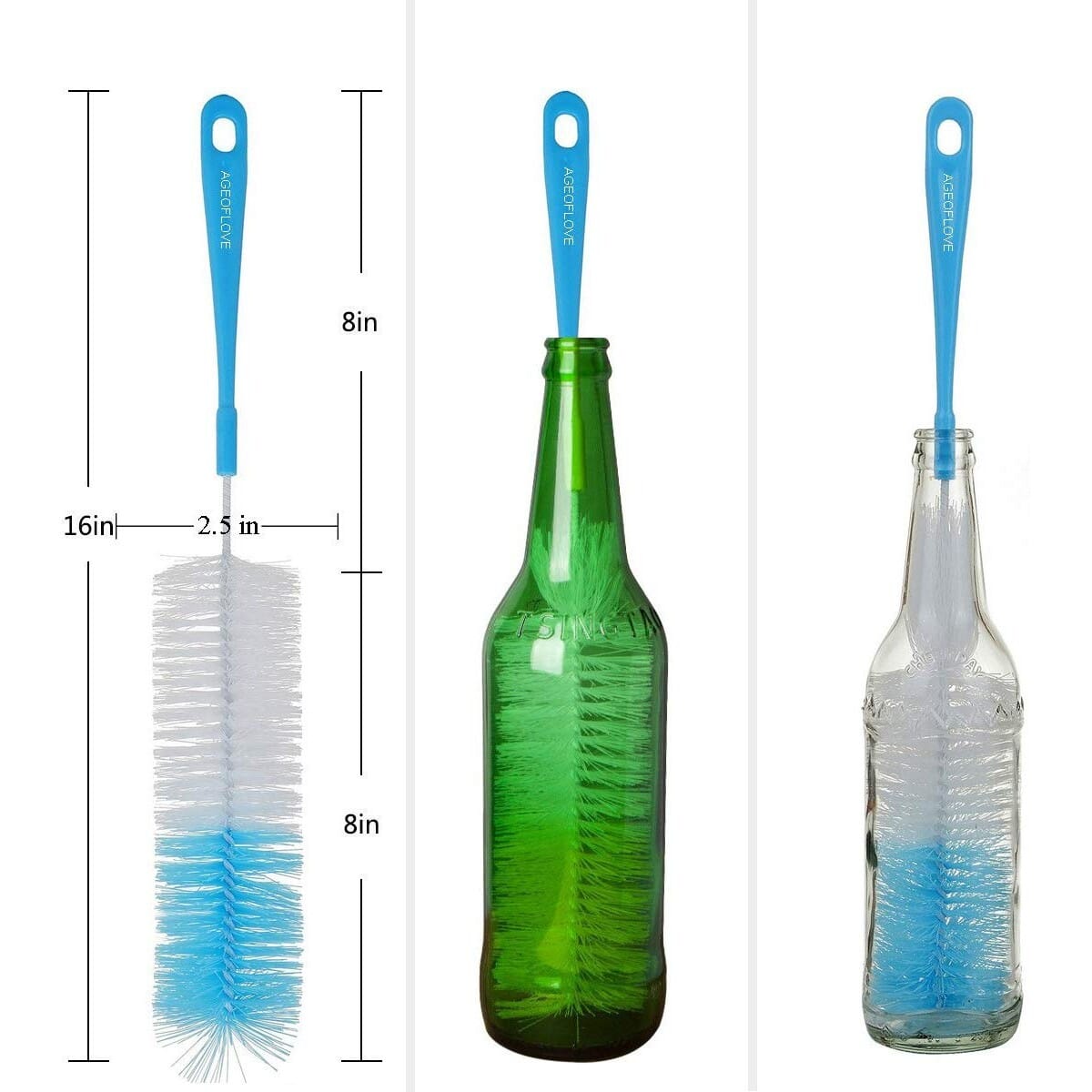 14 Long Bottle Brush Cleaner For Washing Wine, Beer, Swell, Decanter, Kombucha, Thermos, Glass Jugs And Long Narrow Neck Sport Bottles