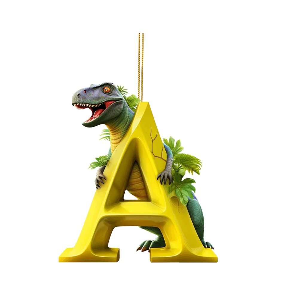 Kids Dinosaur Christmas Tree Ornaments Acrylic New Year Christmas Hanging Pendant 26 Letter Cartoon Car Pendant Festival