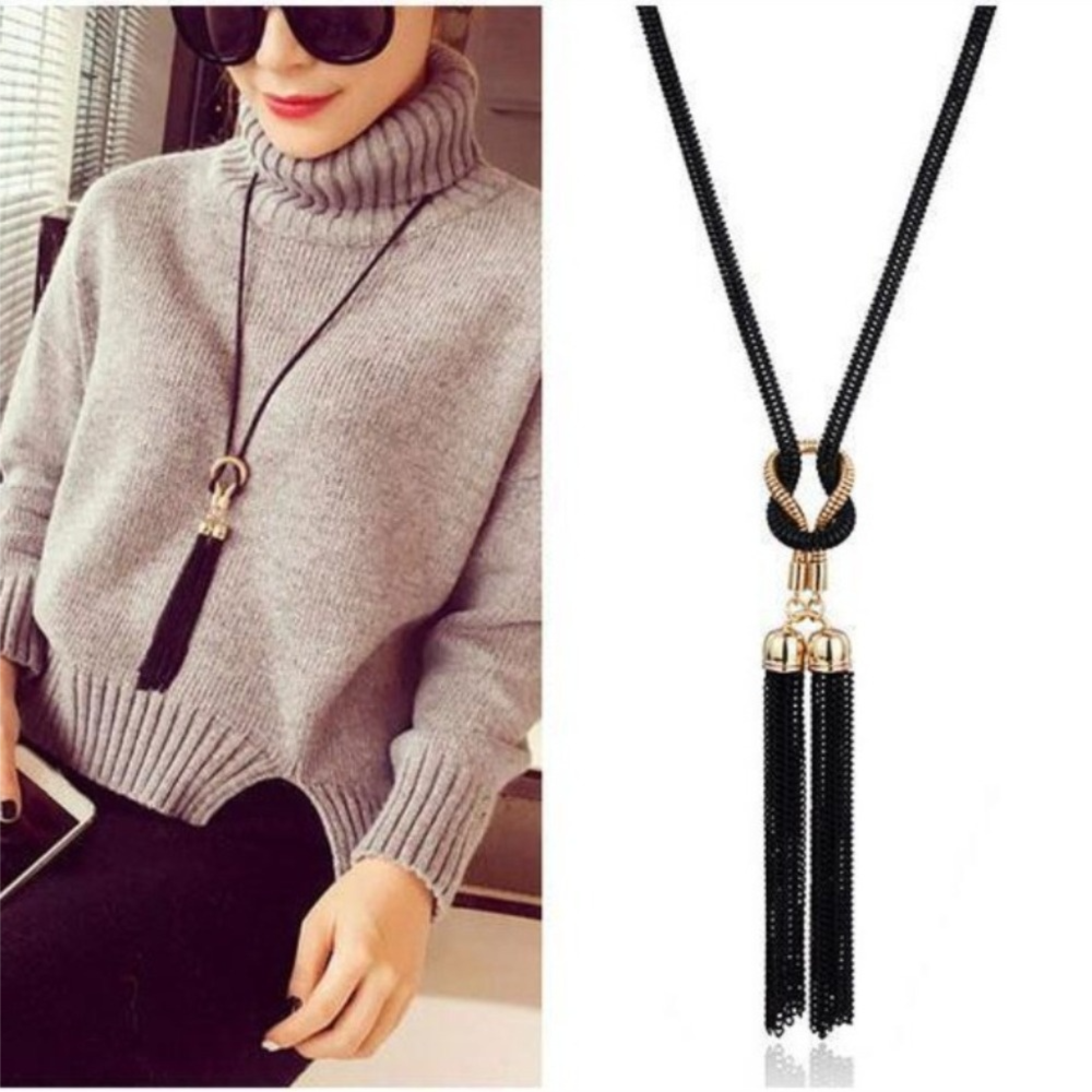 Fashion Simple Necklaces Pendants Long Tassel Alloy Sweater Chain Chokers Women