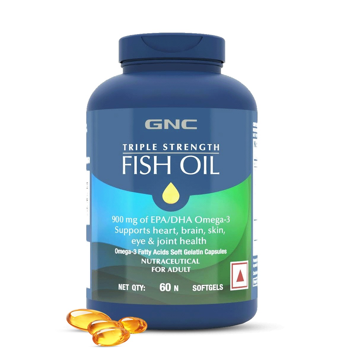GNC Triple Strength Omega 3 Fish Oil- 60 Softgels For Healthy Cholesterol Levels, Improved Focus, Healthy Vision & Joint Comfort