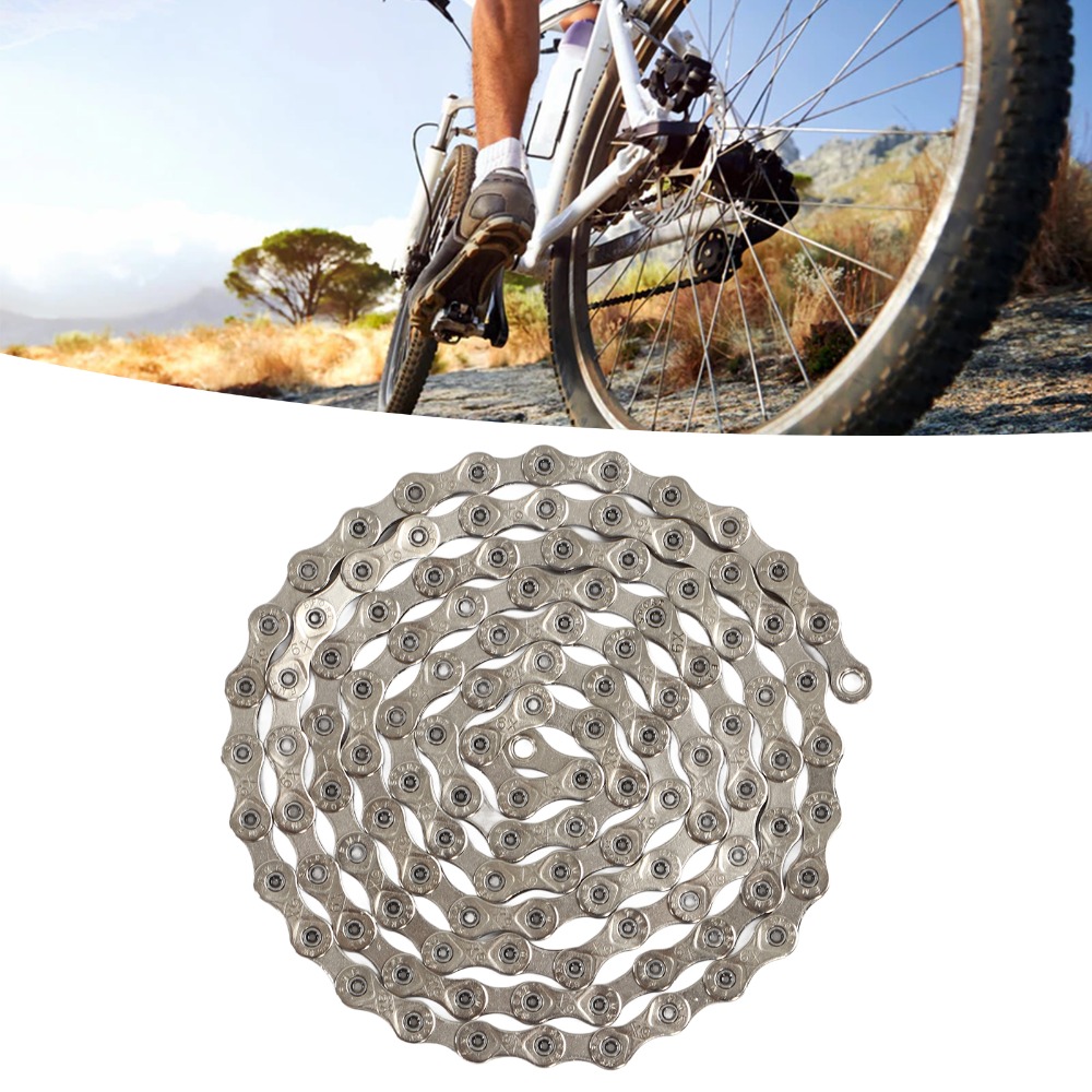 Durable 9 Speed Bicycle Chain 116 Link 1/2" X11/128 Mountain Bike Chain High Carbon Steel Silver Variable Speed Chain for Shimano/SRAM & Campagnolo Cycling Accessories
