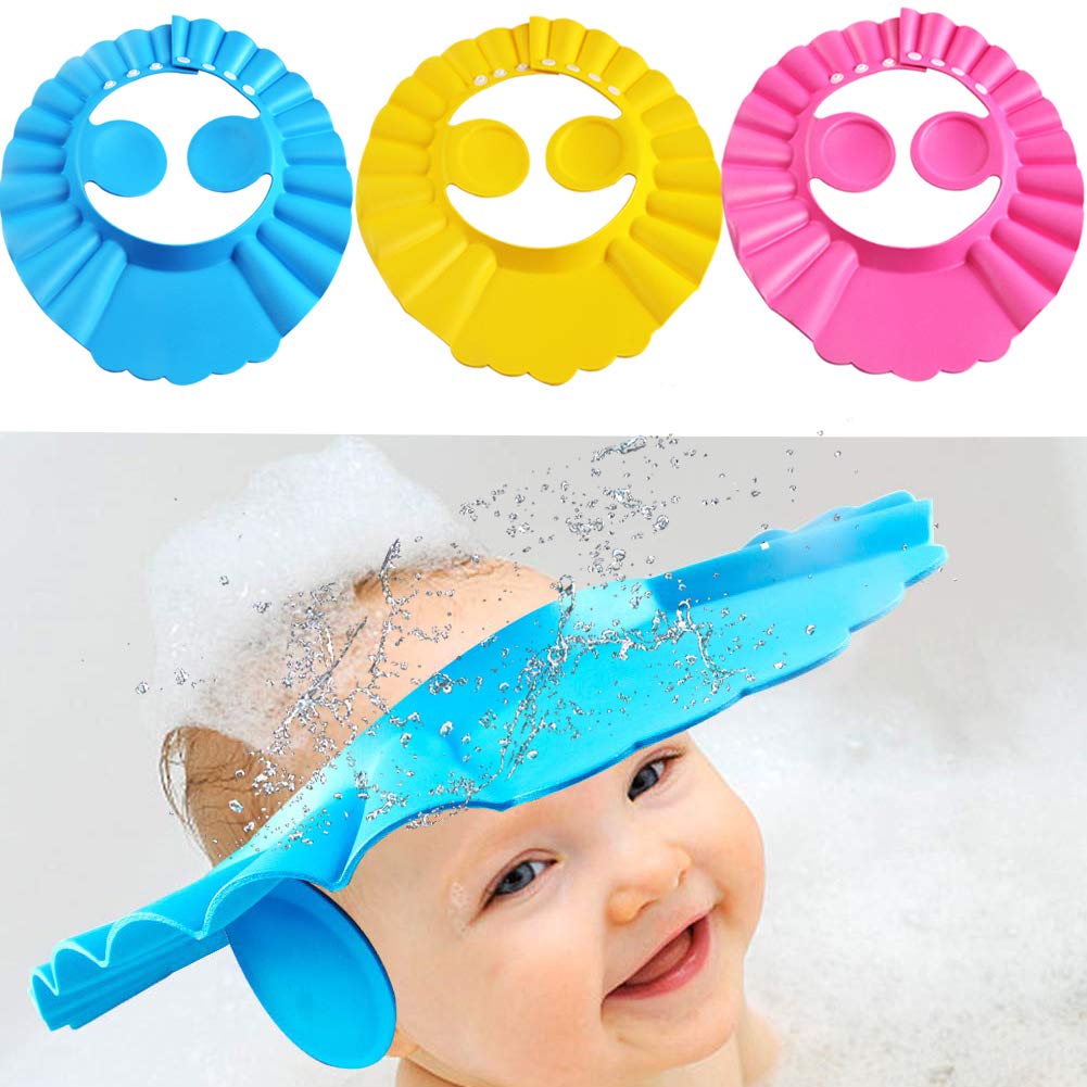 Mumlove 3-Pack Adjustable Baby Shower Cap - Safe Shampoo Protection for Toddlers, Kids