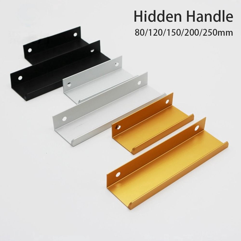 With 16mm Screws Long Pull Hidden Handles Aluminum Alloy Kitchen Cupboard Cabinet Pulls Furniture Hardware White Black Gold Drawer Knobs Home DIY