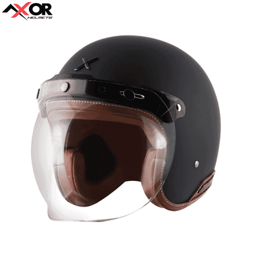 Axor jet Leather Half Face Single Visor ECE/DOT Certified Helmet
