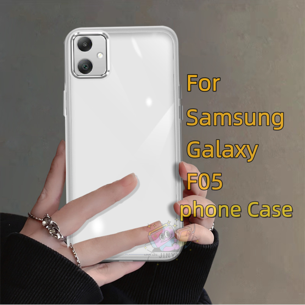 【Popular】 For Samsung Galaxy M05 Phone case transparent Lens protector Lanyard Hole Sense of premium Novel Anti-fingerprint Protective Case black