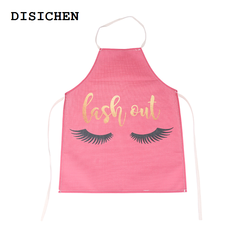 DISICHEN New 1PC Bronzing Eyelash Pattern Apron Eyelash Extension Cotton Grafted False Cleaning Kitchen Apron Bib Cooking Baking Accessories