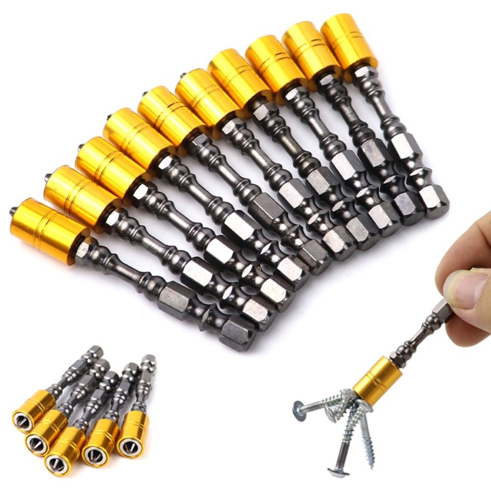 1 Pair Durable Magnetic Screwdriver Heads 65mm PH2 Cross Drill Bit Non-slip 1/4"Hex Shank Phillips Screwdriver Bit