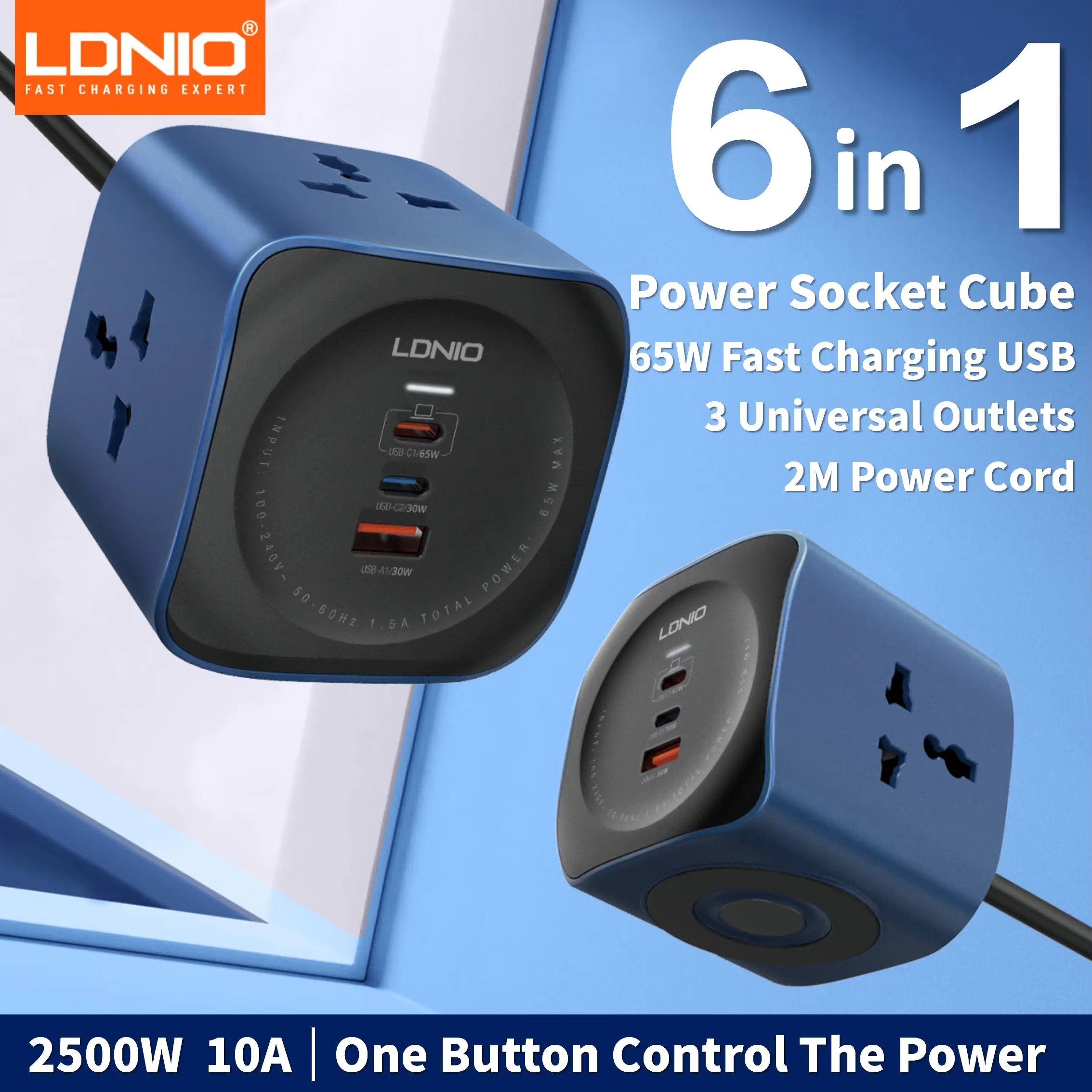LDNIO SC3319 Extension Socket Three-hole 1 to 3 Power Expansion Adapter with 65W USB-C Charging Port - PST